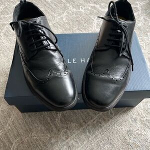 Cole Haan Men's Black Leather Wingtip Oxfords
